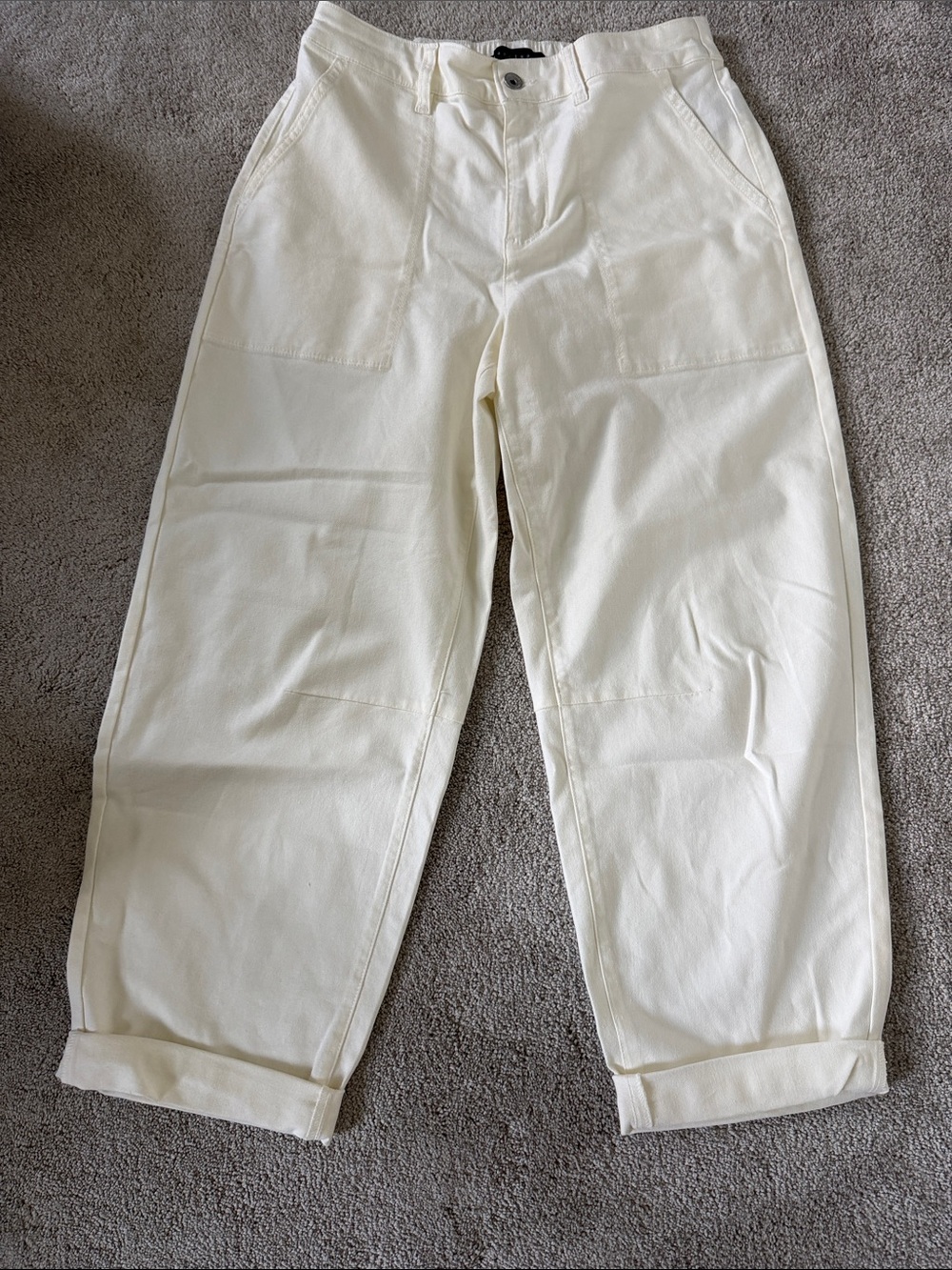 EUC Sanctuary Anthropologie High-Rise Barrel Jeans Pants in Off-White cream Sz M
